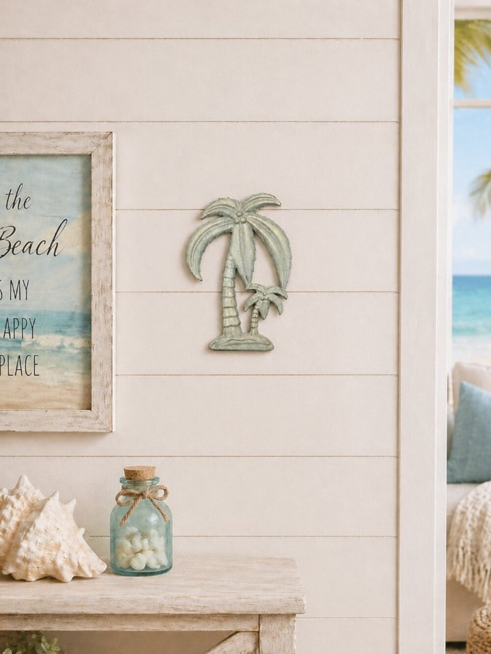 Metal Palm Tree Beach Wall Decor